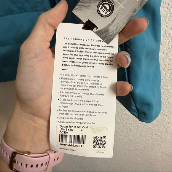 Lululemon Down for It All Vest Oceanic Size 4 BNWT - Picture 3 of 6